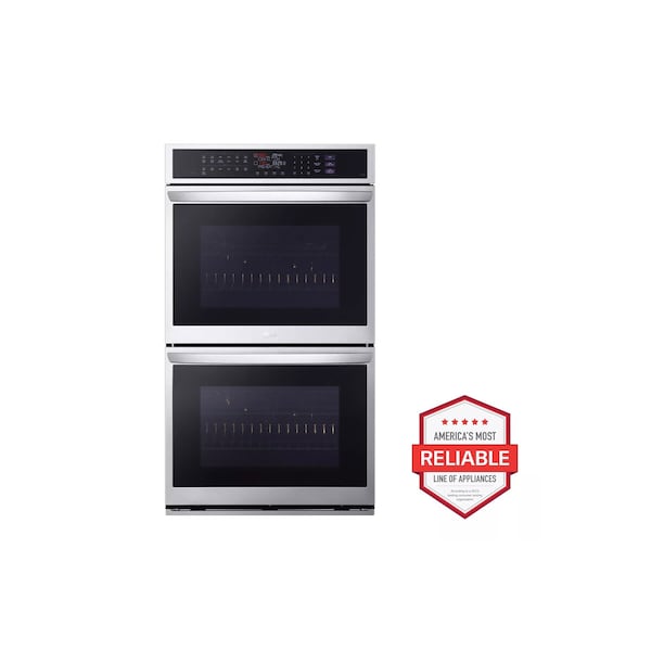 Lg 9.4cu. ft. 30in Smart Double Wall Oven, True Convection, InstaView, Air Fry & Steam Sous Vide WDEP9427F - main
